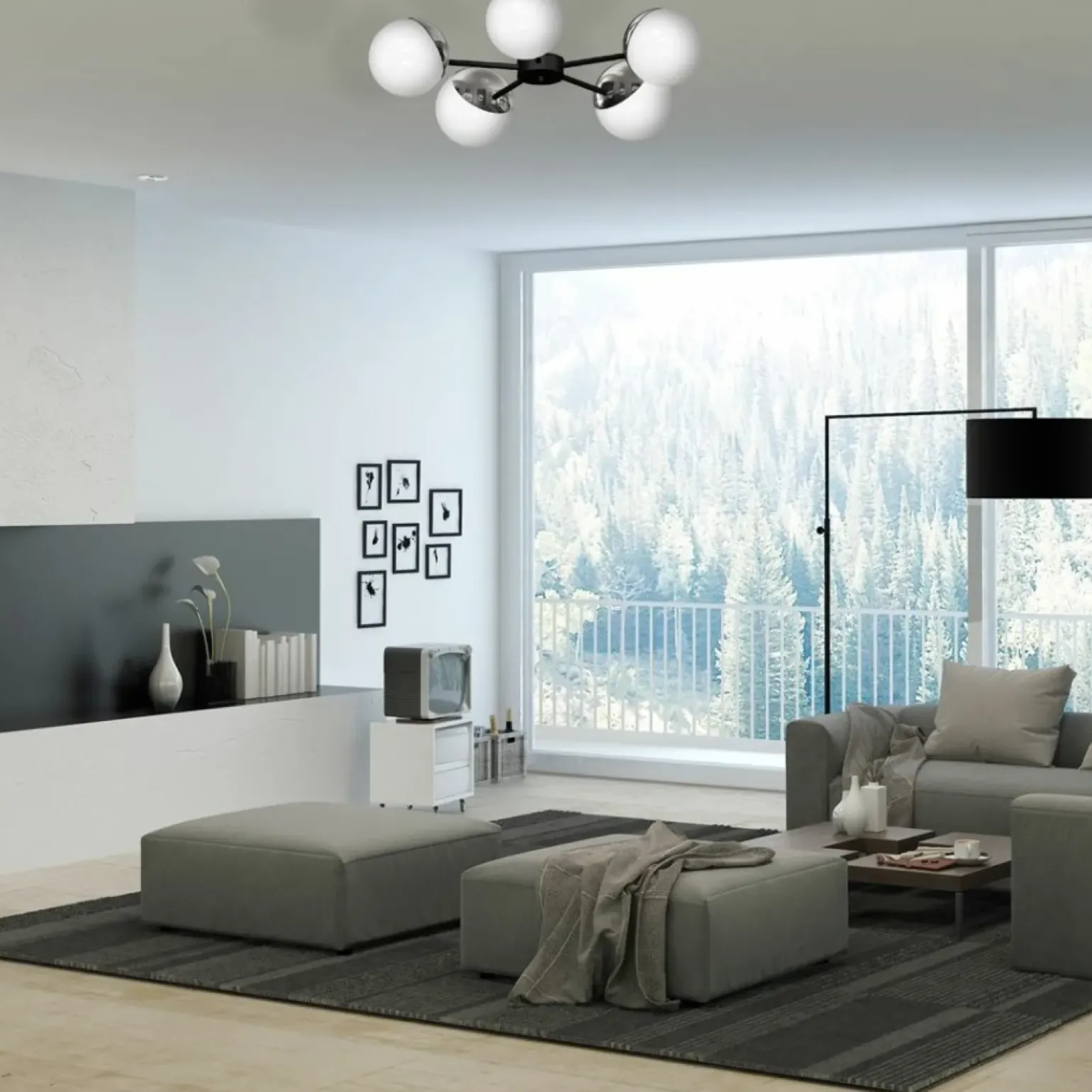 Discount Niebanalna lampa wisząca z pięcioma kloszami MLP8882 z serii SFERA | Kaja Oświet Żyrandole Nowoczesne