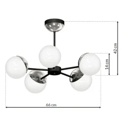 Discount Niebanalna lampa wisząca z pięcioma kloszami MLP8882 z serii SFERA | Kaja Oświet Żyrandole Nowoczesne