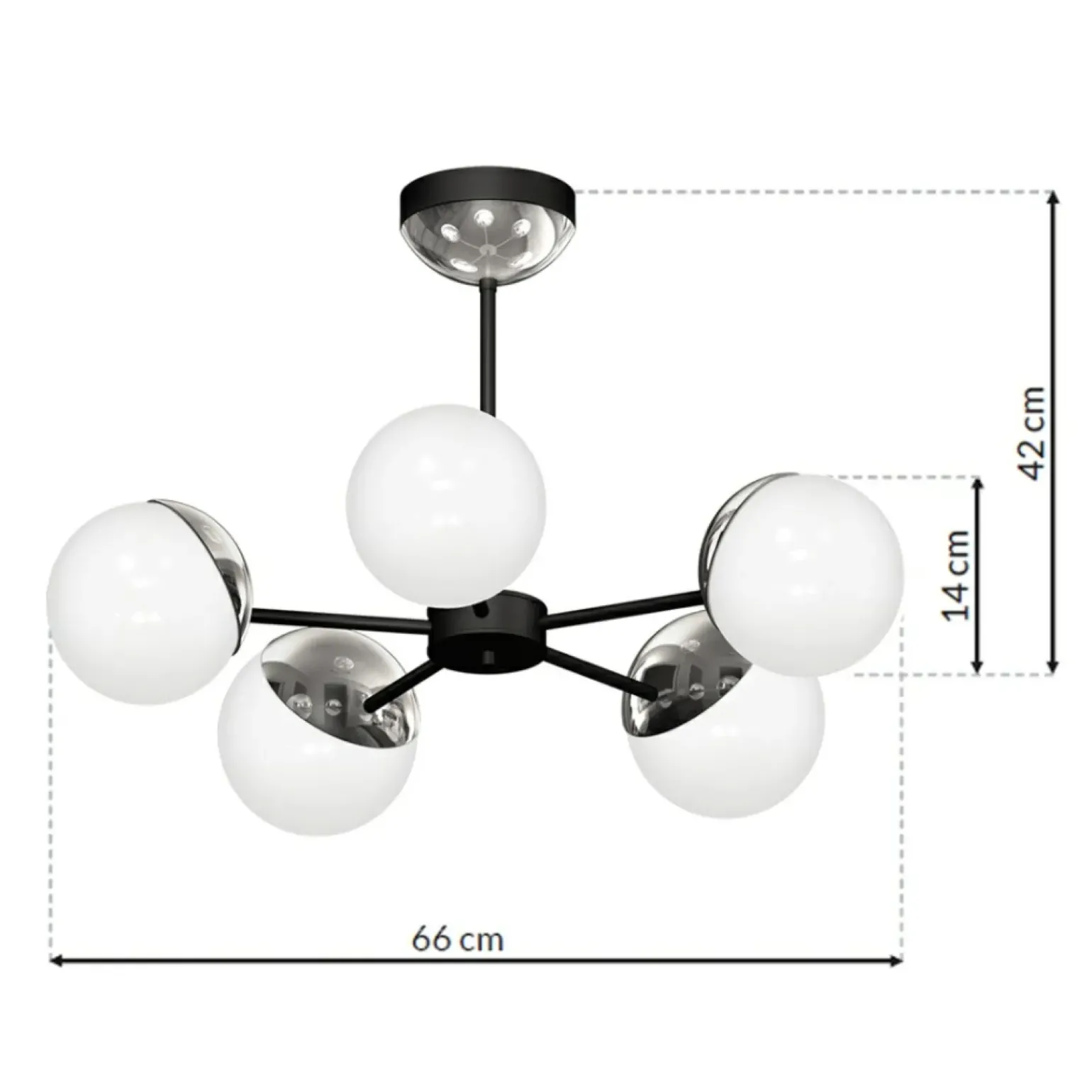 Discount Niebanalna lampa wisząca z pięcioma kloszami MLP8882 z serii SFERA | Kaja Oświet Żyrandole Nowoczesne
