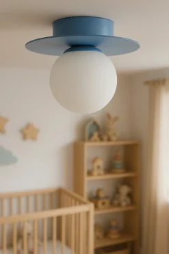 Sklep Kaja Niebieska lampa sufitowa z białymi kulkami K-5447 z serii ROBIN