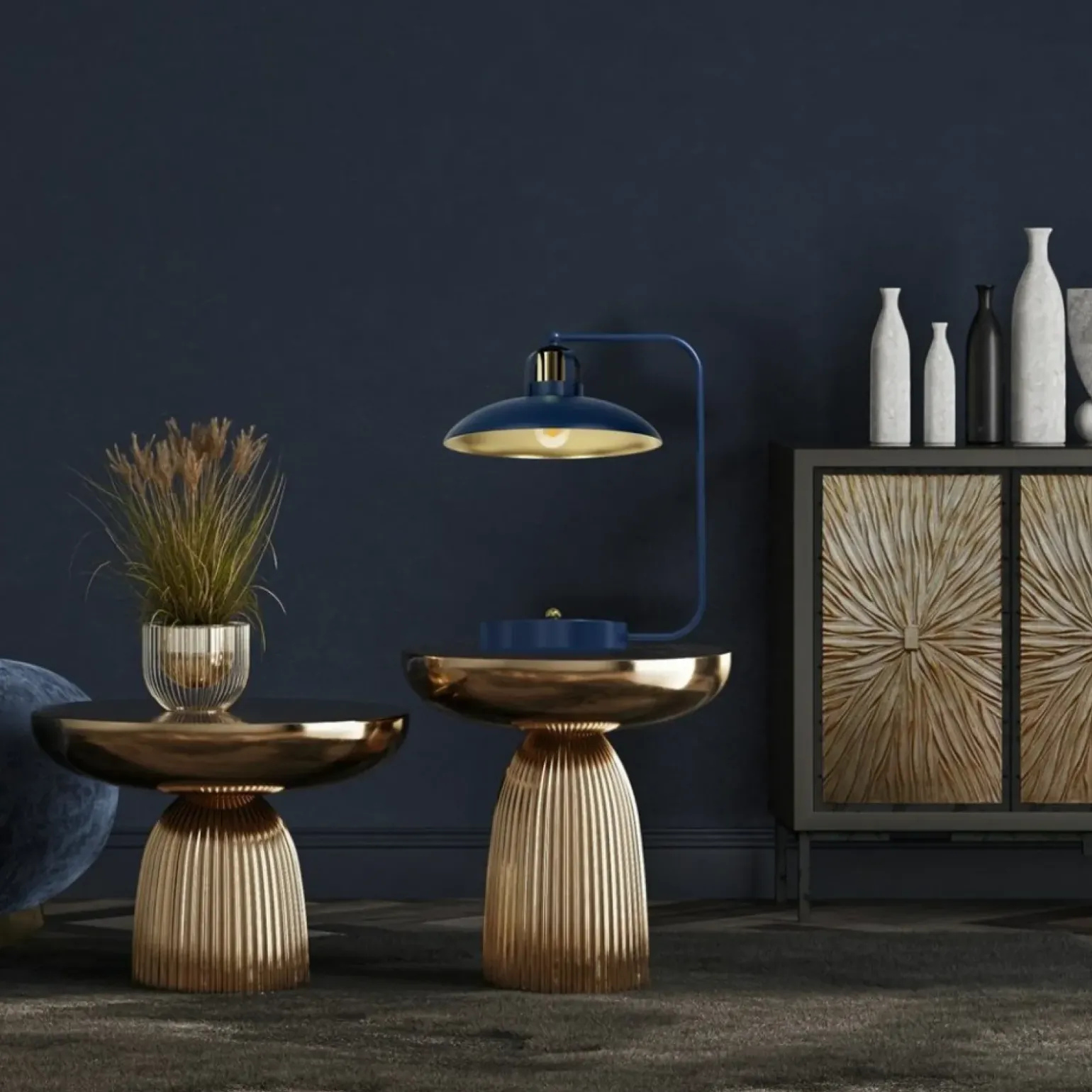Sklep Kaja Niebieska, metalowa lampa stołowa do salonu MLP7716 z serii FELIX | Kaja Oświetl