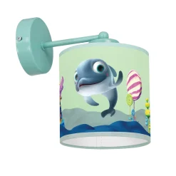 Sklep Kaja Niebieski kinkiet z rysunkiem delfinka MLP6805 z serii DELFINKA FINKA | Kaja Ośw