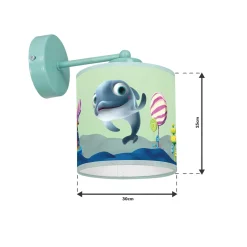 Sklep Kaja Niebieski kinkiet z rysunkiem delfinka MLP6805 z serii DELFINKA FINKA | Kaja Ośw