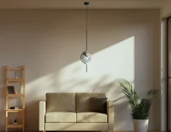 Store Niezwykła lampa wisząca z grafitowym kloszem K-5330 z serii NEVA Żyrandole Nowoczesne