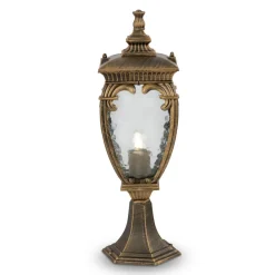 Sklep Kaja Niska, czarno-złota latarenka do ogrodu O414FL-01GB z serii FLEUR