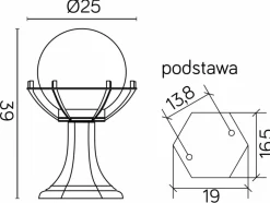 Sklep Kaja Niska lampa ogrodowa, z klasycznym kloszem fi200 K 4011/1/KPO