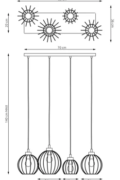 Best Nowoczena lampa wisząca z regulowaną wysokością 1368/4 z serii NANDO Żyrandole Nowoczesne