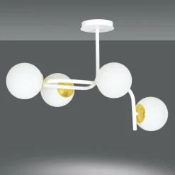 Store Nowoczesna, biało-złota lampa do sypialni 1033/4A RAGNAR | Kaja Żyrandole Nowoczesne