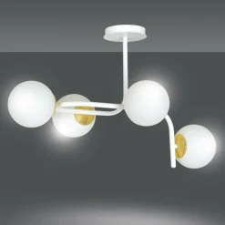 Store Nowoczesna, biało-złota lampa do sypialni 1033/4A RAGNAR | Kaja Żyrandole Nowoczesne