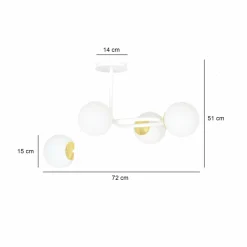 Store Nowoczesna, biało-złota lampa do sypialni 1033/4A RAGNAR | Kaja Żyrandole Nowoczesne