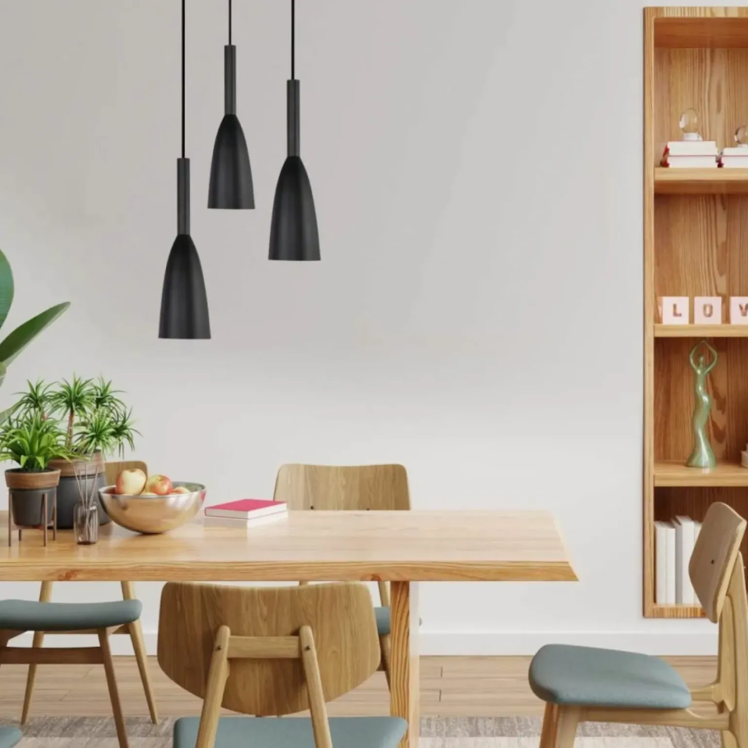 Outlet Nowoczesna, czarna lampa wisząca LP-181/3P BK SOLIN | Kaja Oświetlenie Żyrandole Nowoczesne