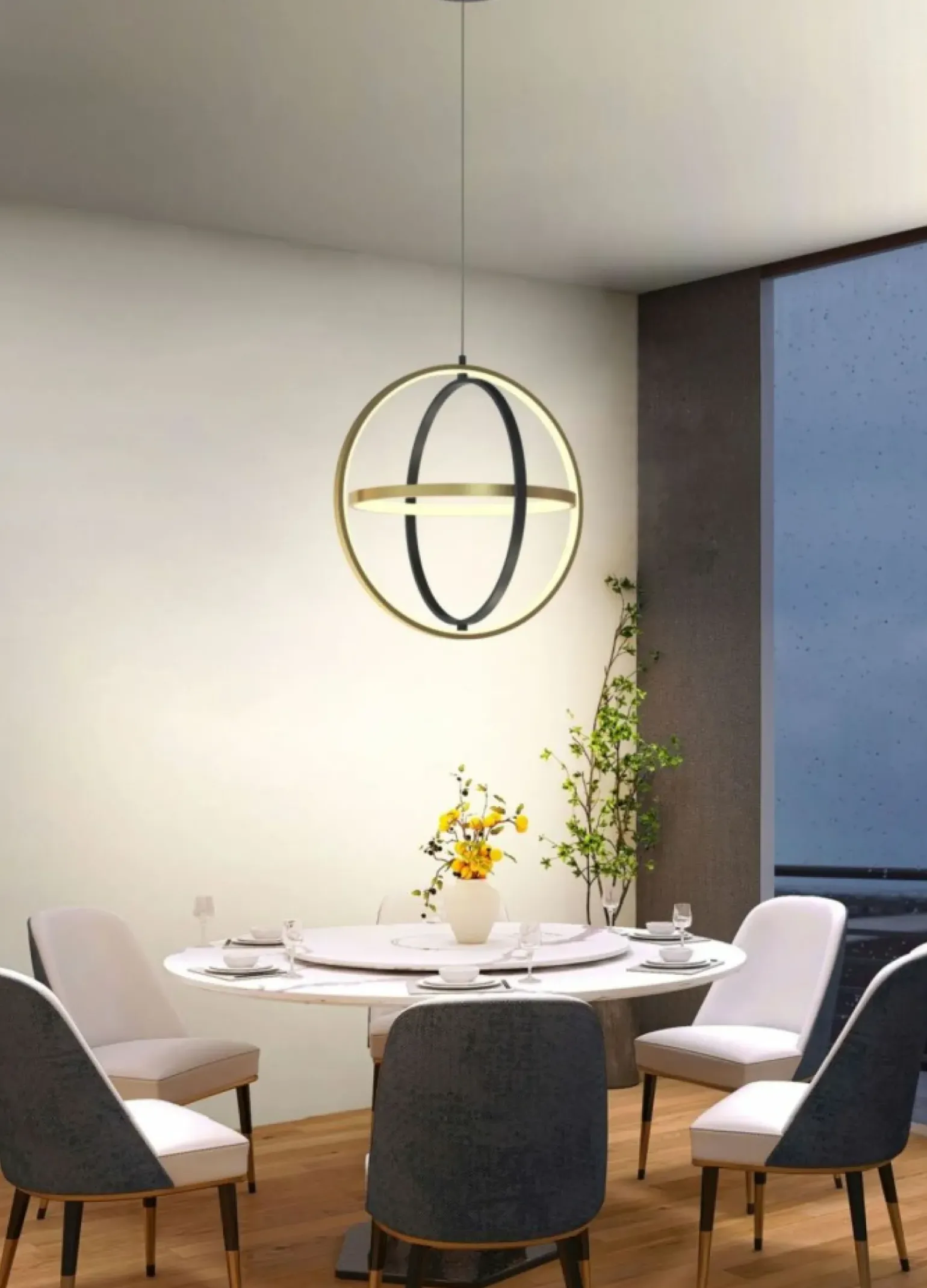 Flash Sale Nowoczesna, czarno-złota lampa wisząca LED WF 6048-0110 LORIA | Kaja Żyrandole Nowoczesne