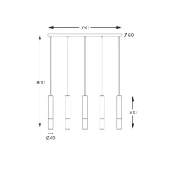 Fashion Nowoczesna, drewniana listwa z wiszącymi tubami 8620403 z serii MADERA Żyrandole Nowoczesne