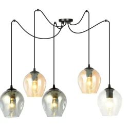 Discount Nowoczesna lampa pająk z kolorowymi kloszami 759/5 LEVEL | Kaja Żyrandole Nowoczesne
