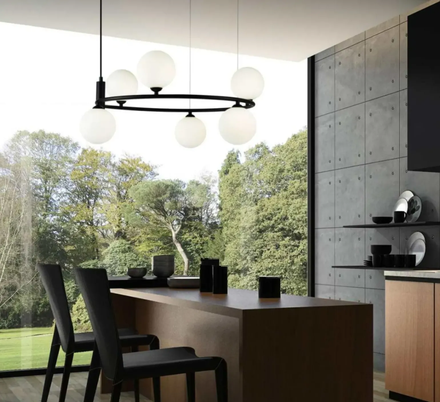 Store Nowoczesna lampa wisząca do kuchni MOD013PL-06B RING | Kaja Żyrandole Nowoczesne