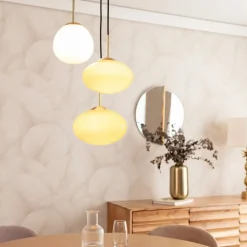 Shop Nowoczesna lampa wisząca, efektowne klosze ABR-3SKCR SFERO | Kaja Żyrandole Nowoczesne