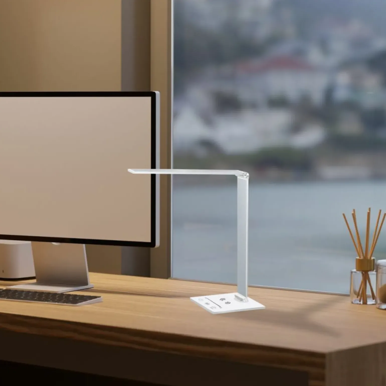 Sklep Kaja Nowoczesna, ledowa, biała lampka na biurko ML8867 VARIO | Kaja