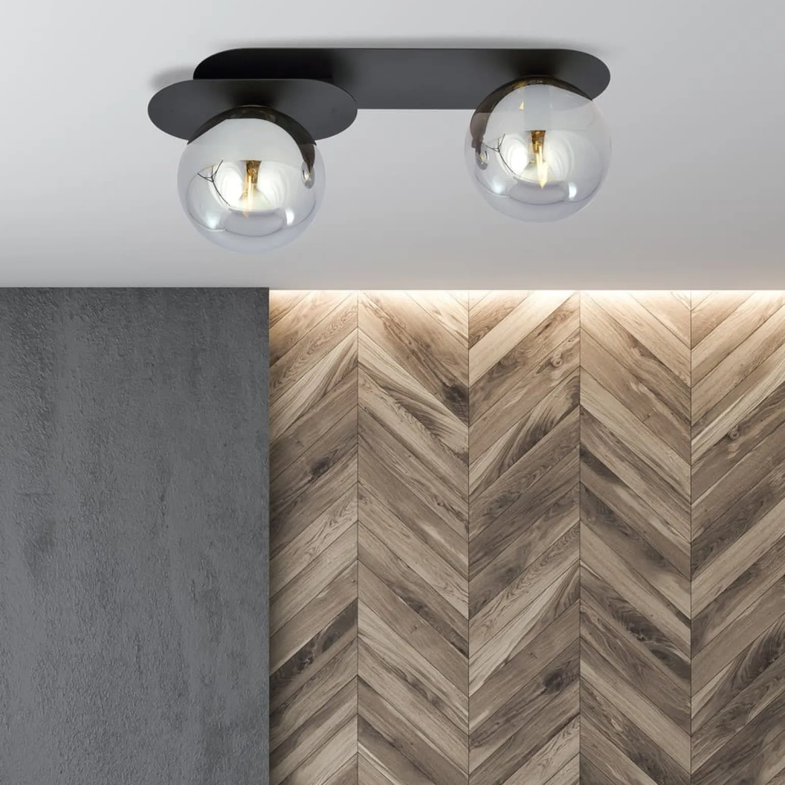 Sklep Kaja Nowoczesna listwa natynkowa z ciemnymi kloszami 1119/2 PLAZA | Kaja