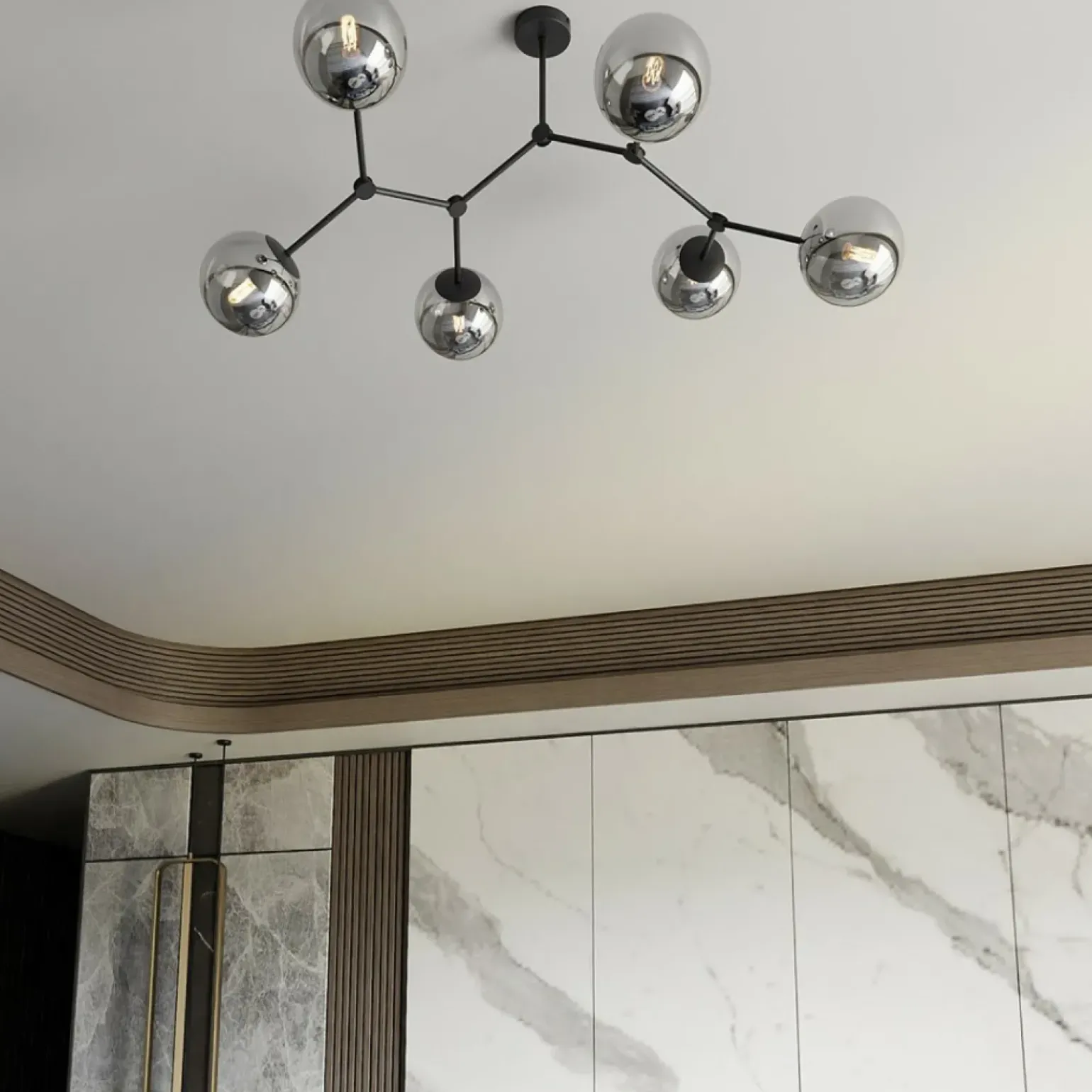 Best Sale Nowoczesna, szeroka lampa z ciemnymi kloszami 1134/6 SPACE | Kaja Żyrandole Nowoczesne