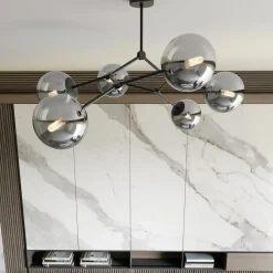 Best Sale Nowoczesna, szeroka lampa z ciemnymi kloszami 1134/6 SPACE | Kaja Żyrandole Nowoczesne
