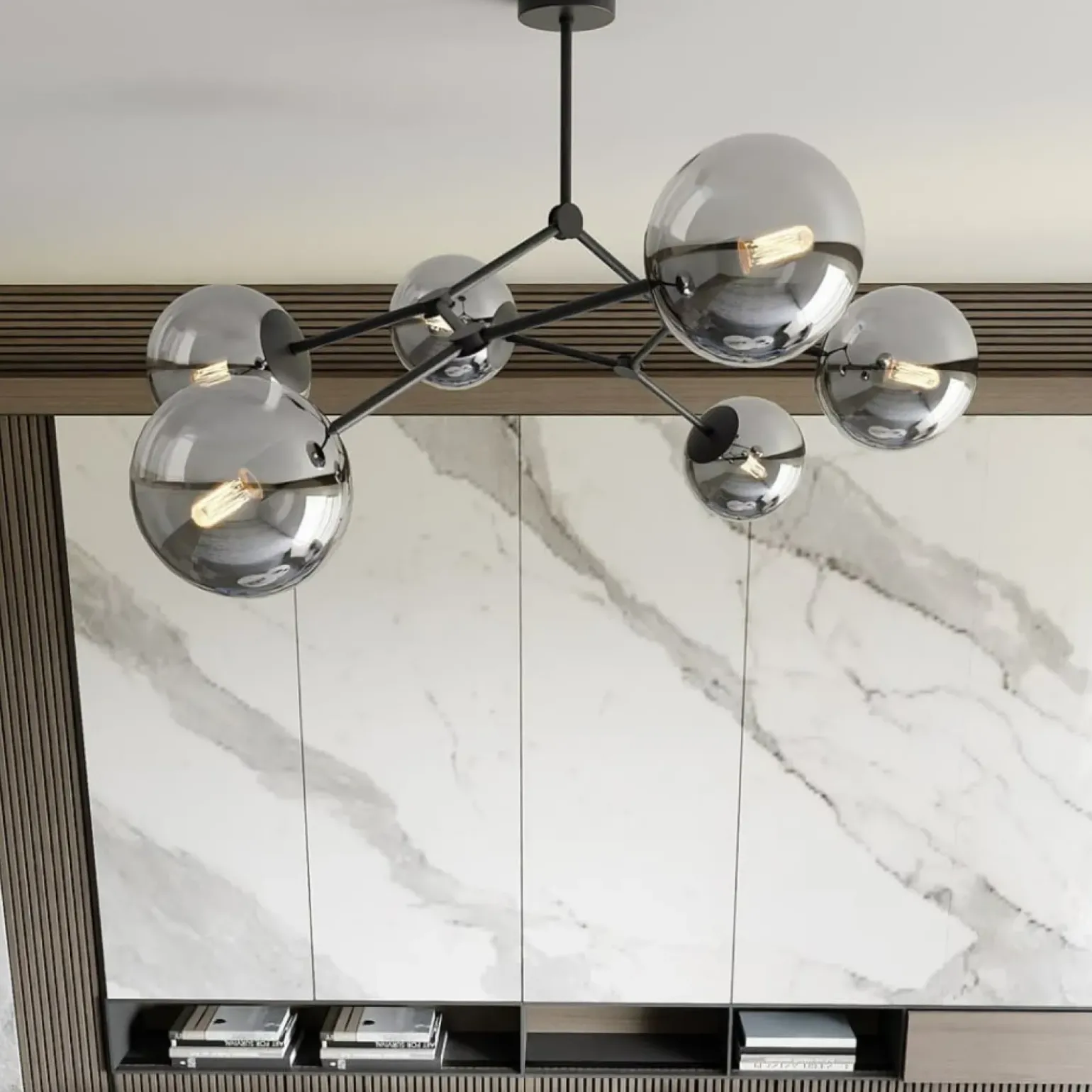 Best Sale Nowoczesna, szeroka lampa z ciemnymi kloszami 1134/6 SPACE | Kaja Żyrandole Nowoczesne