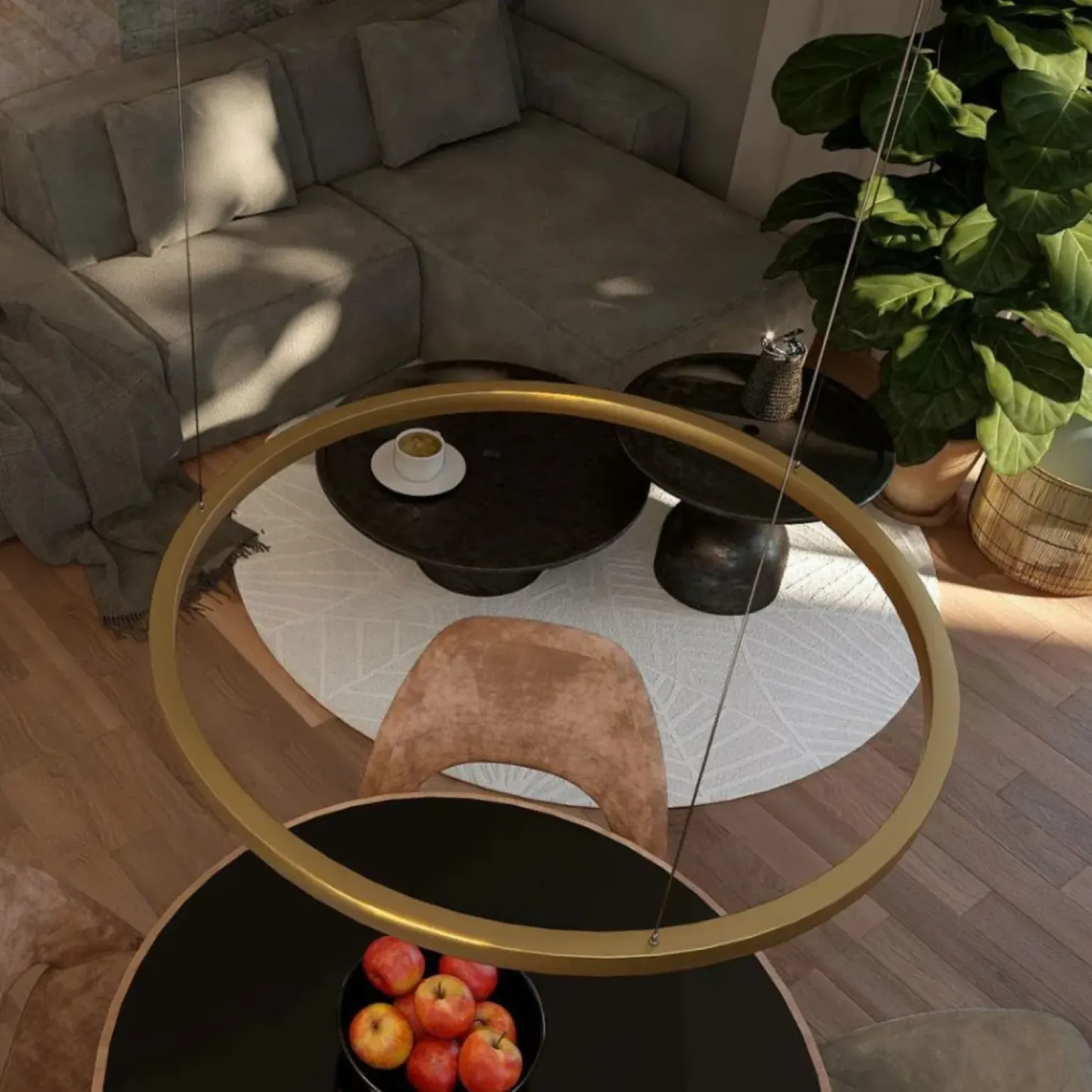 Hot Nowoczesny żyrandol LED do sypialni LP-033/1P S GD z serii MIDWAY Żyrandole Nowoczesne