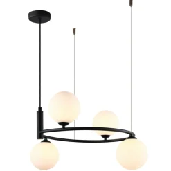 Best Obręcz wisząca z białymi kulami MDM-3974/4 BK AMILY | Kaja Oświetlenie Żyrandole Nowoczesne
