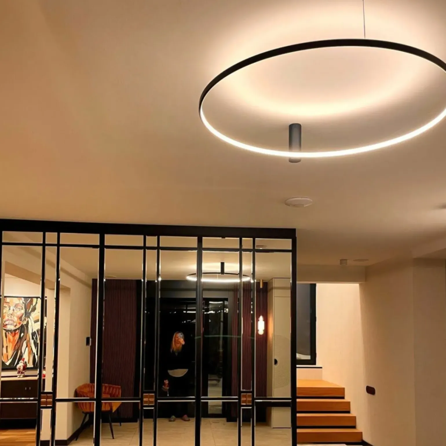 Shop Obręcz ze światłem LED 3000K ⌀60cm LP-909/1C S BK RING | Kaja Żyrandole Nowoczesne