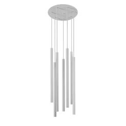 Store Okazała biała lampa wisząca z tubami na G9 8918 | Kaja Oświetlenie Żyrandole Nowoczesne