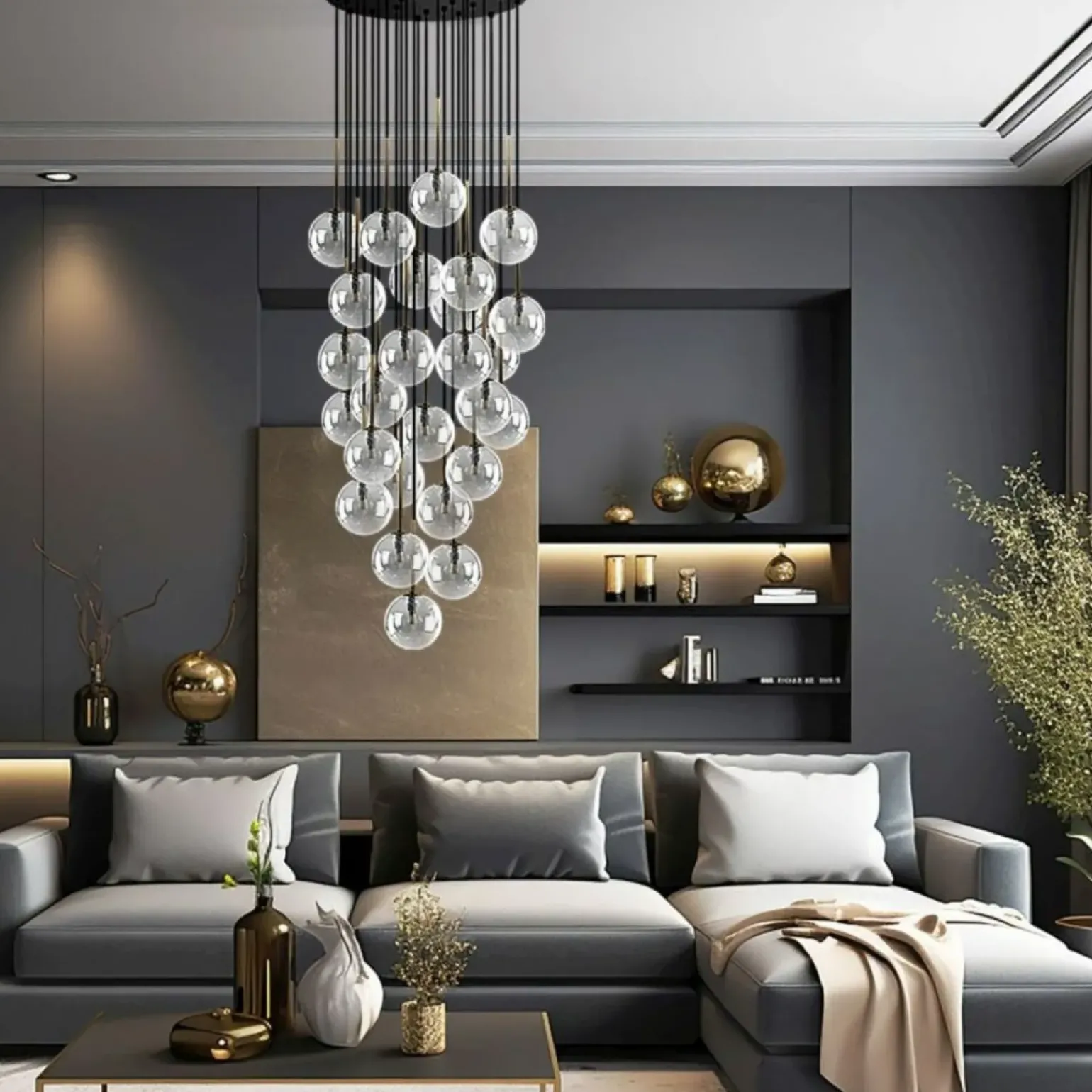 Best Sale Okazała lampa na klatkę schodową TK 10099 NILOS BLACK GOLD | Kaja Żyrandole Nowoczesne