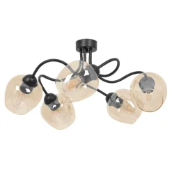 Best Okazała lampa sufitowa, pięć bursztynowych kloszy K-5191 z serii DIUNA Żyrandole Nowoczesne