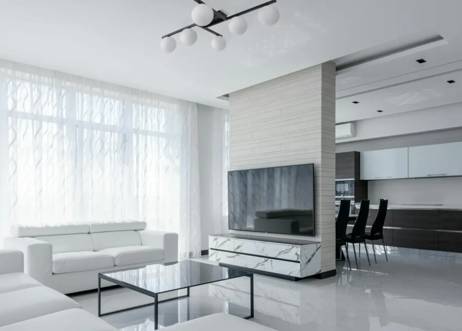 Store Okazała lampa sufitowa z białymi kloszami ⌀12 cm K-5461 z serii KORFU Żyrandole Nowoczesne