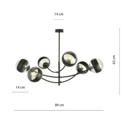 Fashion Okazała lampa sufitowa z ozdobnymi kloszami 1101/6 HUNTER | Kaja Żyrandole Nowoczesne