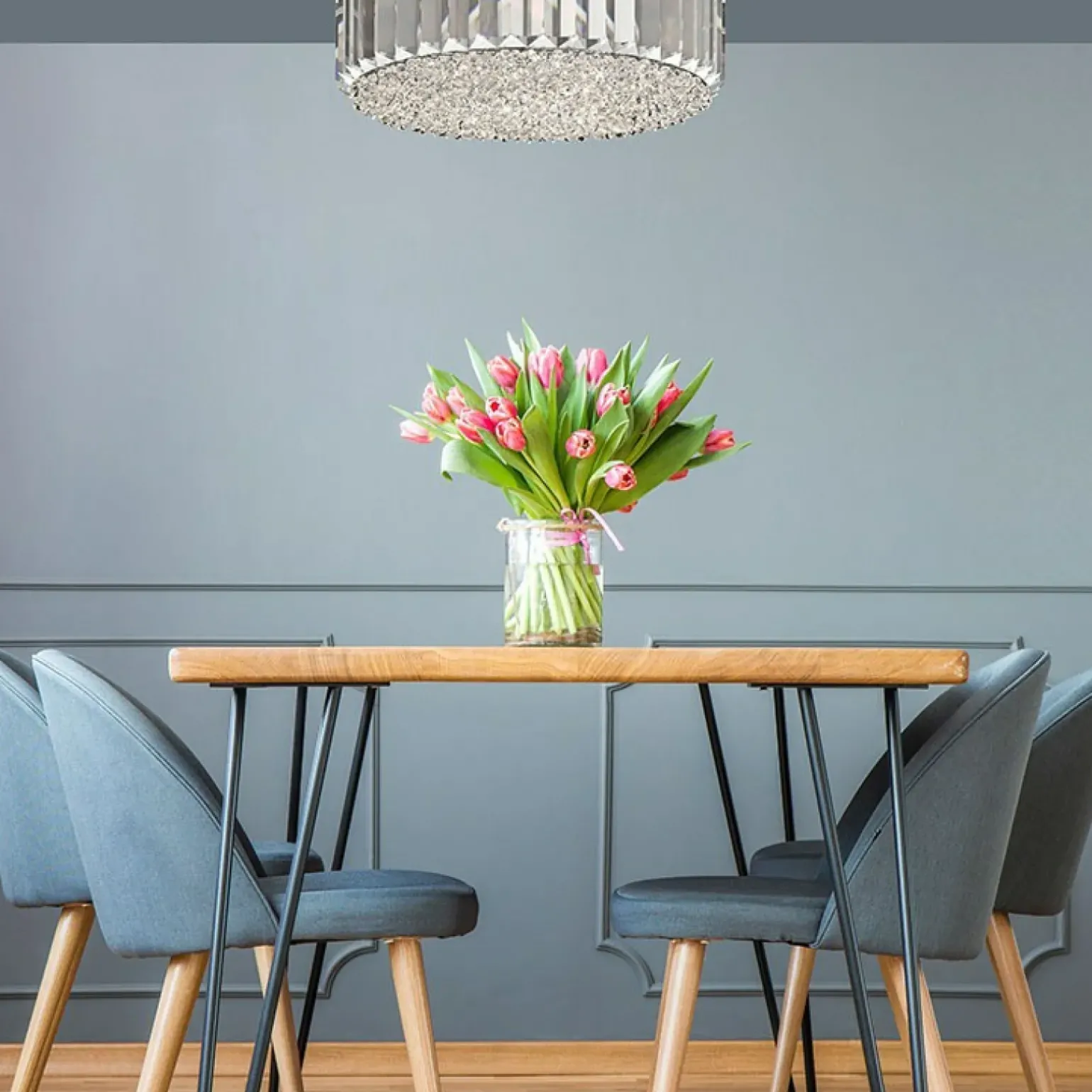 Sklep Kaja Okrągła, kryształowa lampa sufitowa C0360-05B-F4AC PRINCE | Kaja