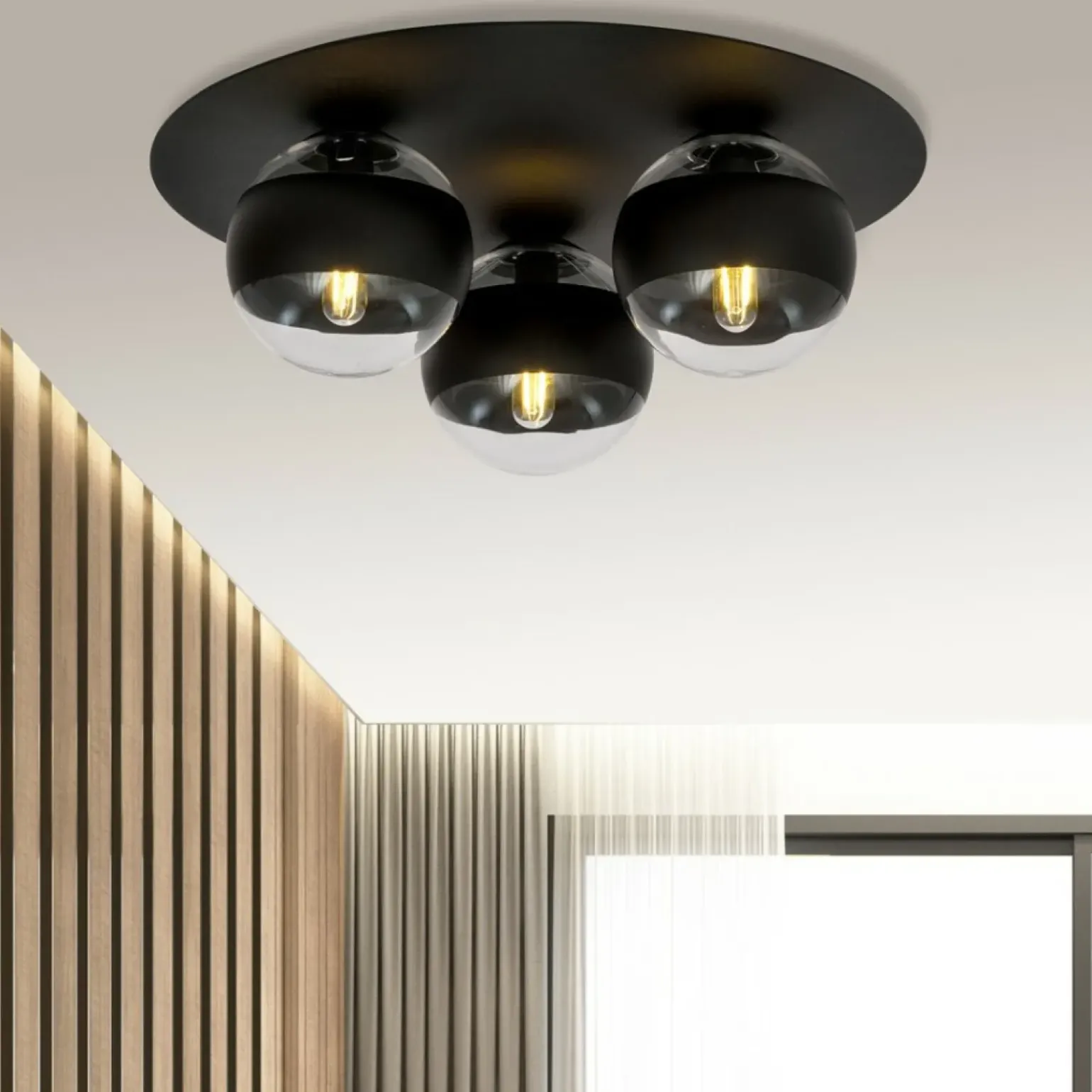 New Okrągła lampa sufitowa, plafon z 3 kloszami 1129/3 SOLAR | Kaja Żyrandole Nowoczesne