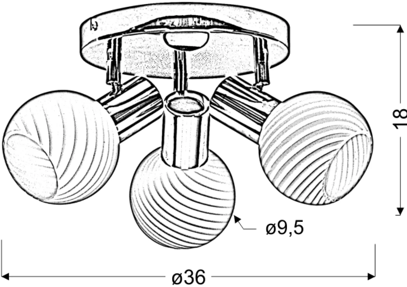 Sklep Kaja Okrągła lampa sufitowa z 3 kloszami 98-10940 TURNO | Kaja Oświetlenie