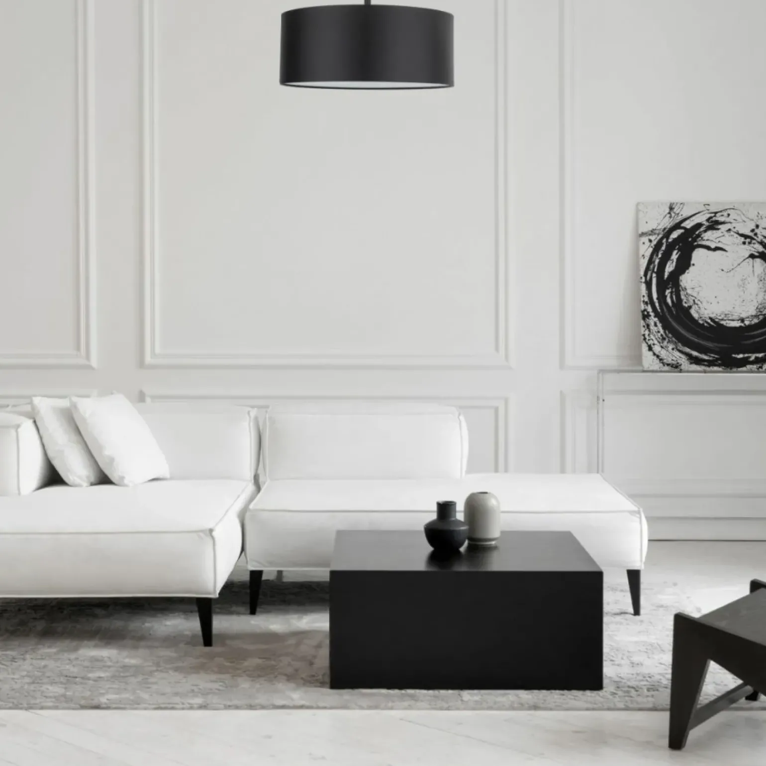 Store Okrągła lampa sufitowa z czarnym abażurem TK 4246 RONDO | Kaja Żyrandole Nowoczesne