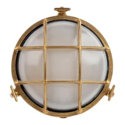 Sklep Kaja Okrągła, zewnętrzna lampa ścienna w kolorze mosiądzu A20Z z serii ALIVE