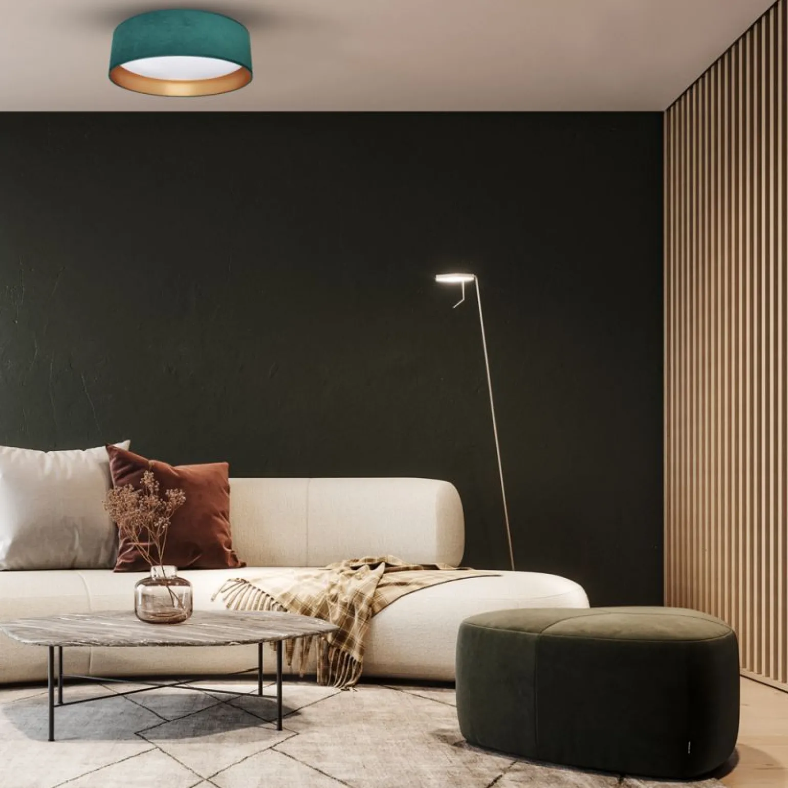 Sklep Kaja Okrągły plafon w kolorze butelkowej zieleni ML7071 RONDO | Kaja