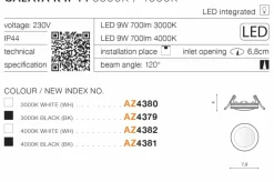 Sklep Kaja Oprawa podtynkowa oczko łazienkowe LED AZ4381 GALATA | Kaja