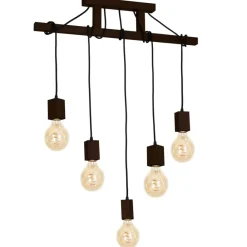 New Ozdobna, drewniana lampa wisząca na 5 żarówek MLP4361 z serii JACK | Kaja Oświet Żyrandole Nowoczesne