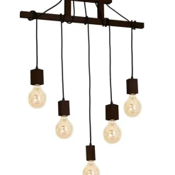New Ozdobna, drewniana lampa wisząca na 5 żarówek MLP4361 z serii JACK | Kaja Oświet Żyrandole Nowoczesne