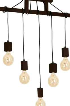 New Ozdobna, drewniana lampa wisząca na 5 żarówek MLP4361 z serii JACK | Kaja Oświet Żyrandole Nowoczesne