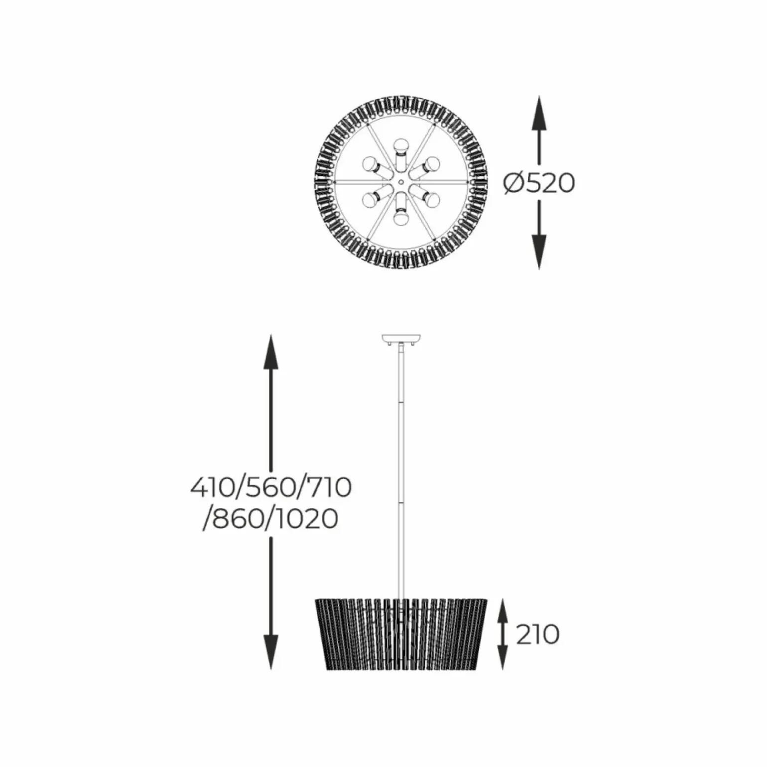 Clearance Ozdobna lampa na sztywnym zwisie P0547-06H-F9AC BACH | Kaja Żyrandole Nowoczesne