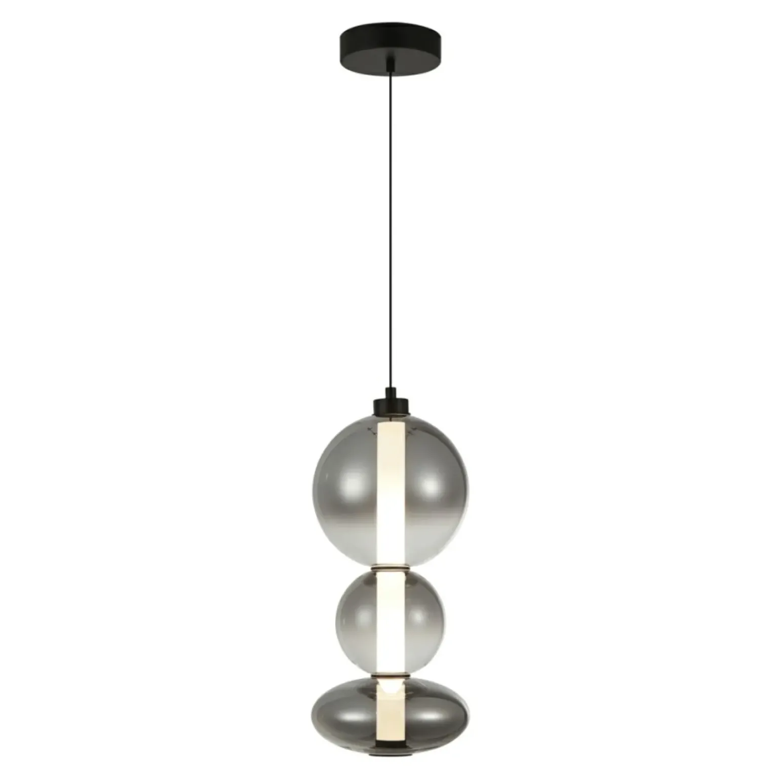 Store Ozdobna lampa wisząca LED do sypialni PND-24352V-24W-BK-SG SONTE | Kaja Żyrandole Nowoczesne