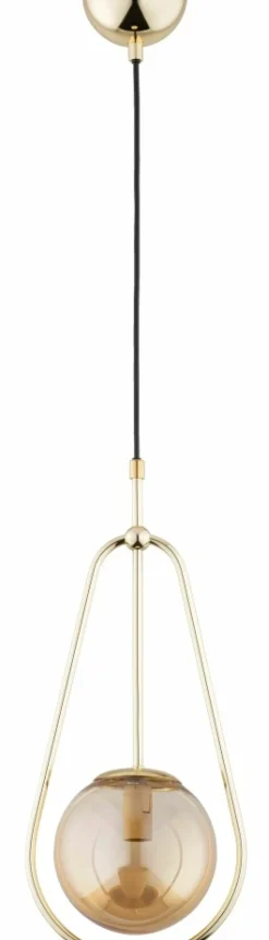 Best Ozdobna, złota lampa z bursztynowym kloszem AL 61239 z serii EL-DORADO | Kaja Oś Żyrandole Nowoczesne