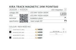 Sklep Kaja Płaska głowica LED 19,5cm 24W 4000K AZ4601 KIRA ALFA MAGNETIC 48V