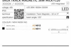 Sklep Kaja Płaski reflektor LED do szyny magnetycznej 1-fazowej AZ4612 SAGA