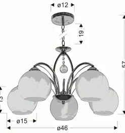 Clearance Pięcioramienny, elegancki żyrandol do salonu 35-79237 z serii ALYSON Żyrandole Nowoczesne