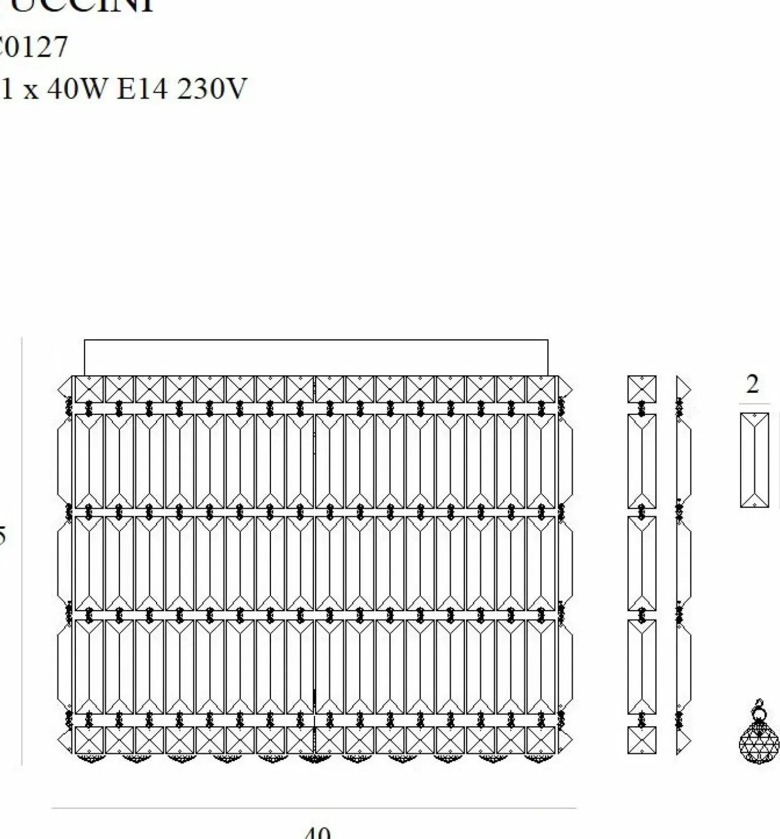 Sklep Kaja Plafon z kryształków Ø40cm, do sypialni MX C0127 PUCCINI | Kaja